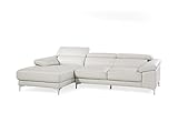 Vente-unique Solange Ecksofa, Leder, Weiß, linker Winkel