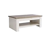 HUIJK Couchtisch Tisch Couchtisch Beistelltisch Pinie/Eiche Nachbildung weiß/braun hochklappbar