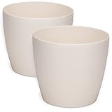 PECZEKO Blumentopf, Pflanzkübel aus Übertopf Kunststoff Dekorativer Topf für, groß Pflanzen 2X blumenkübel Set, blumenkübel kräutertopf, (2pack) Beige, ø 12 cm