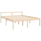 Tidyard Massivholzbett mit Kopfteil Bettgestell Lattenrost Bett Holzbett Bettrahmen Schlafzimmerbett Jugendbett Rahmenbettgestell 160 x 200 cm (B x L) Massives Kiefernholz (unbehandelt)