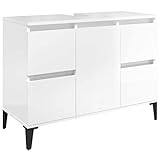 vidaXL Waschbeckenunterschrank Hochglanz-Weiß 80x33x60cm Holzwerkstoff