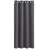 PONY DANCE Kurze Gardinen Grau Blickdicht H 137 x B 132 cm - 1 Stück Verdunkelungsvorhang Blickdicht Gardinen Kinderzimmer Junge Thermovorhang Hitzeschutz Ösenschal