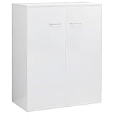 vidaXL Sideboard mit 2 Türen Kommode Anrichte Mehrzweckschrank Schrank Beistellschrank Flurschrank Standschrank Hochglanz-Weiß 60x30x75cm Holzwerkstoff