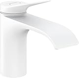 hansgrohe Waschtischarmatur Vivenis, Wasserhahn Bad mit Auslauf Höhe 80 mm, mit Zugstange, Badarmatur wassersparend, Mattweiß