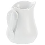 PAREKS Weißer Milchkännchen mit Griff: Milchkännchen, Keramik-Milchkännchen, 450 ml, Milchaufschäumkrug, Sauciere, Honigsirupspender for Saucen, Salat, Kaffee, Milch