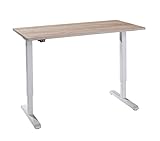 SCHÄFER SHOP höhenverstellbarer Schreibtisch elektrisch - 130 x 65 cm mit Stahlfüßen erhältlich (Gestell/Platte: weißaluminium/Wildeiche)