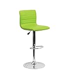 Flash Furniture Moderner Barhocker aus Vinyl, höhenverstellbar, mit horizontaler Naht auf der Rückseite, 2 Stück, Stahl, Grün, Set of 2