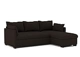 Confort24 Orlando Ecksofa mit Schlaffunktion Schlafsofa Bettfunktion Bettkasten Kleine 3 Sitzplätze Schenkelwahl Links oder rechts (braune Farbe)