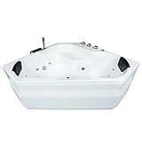 Basera® Classic Indoor Eck-Whirlpool Badewanne Capri mit 24 Massagedüsen, Wasserfall, LED-Ambiente, Touchpanel, Bluetooth und Radio