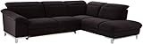 Mivano Bettsofa Teresa / Ecksofa mit Schlaffunktion, Kopfteilverstellung und Ottomane / 293 x 84 x 232 / Mikrofaser, Schwarz