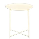 casamia Beistelltisch Gartentisch Ø 47 H 51 2. Wahl Balkon Tisch Terassentisch rund Alberta Metall Farbe vanille