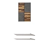 Forte Ozula moderner Mehrzweckschrank, Holzwerkstoff, Old Wood Vintage Dekor mit Betonoptik + Ohio Einlegböden 2-er Set, Holzwerkstoff, Grau, 57.7 x 1.5 x 32 cm für Mehrzweckschrank