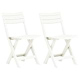 vidaXL 2X Gartenstuhl Klappbar Witterungsbeständig Bistrostuhl Klappstuhl Campingstuhl Balkonstuhl Terrassenstuhl Stuhl Stühle Kunststoff Weiß