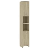 vidaXL Badezimmerschrank mit 6 Fächern 2 Türen Badschrank Badregal Badmöbel Schrank Badezimmer Regal Hochschrank Sonoma-Eiche 30x30x183,5cm Holzwerkstoff