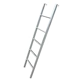 ZIMGOD Etagenleiter Etagenbettleiter Verstellbare Doppelbettleiter, 4/5-sprossige Stufenleiter Inkl. Haken, für Schlafzimmer/Midi-Schläfer/Hochbetten/Schlafraum (Color : Silver, Size : 150cm/59)