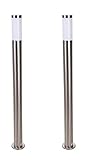 Novatool 2x Gartenlampen I 110 cm I Edelstahl I IP44 I E27 Sockel I Gartenleuchten Stehlampen Säulenlampen außen Außenlampen Aussenleuchten Sockelleuchten Pollerleuchten Pollerleuchte