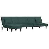 vidaXL Schlafsofa in L-Form Dunkelgrün 255x140x70 cm Samt