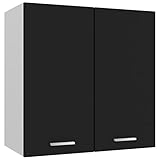 vidaXL Hängeschrank 2 Regalböden Küche Schrank Einbauküche Küchenzeile Küchenmöbel Oberschrank Küchenschrank Schwarz 60x31x60cm Holzwerkstoff