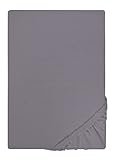 biberna 0077155 Spannbetttuch Jersey (Matratzenhöhe max. 22 cm) 1x 140x200 cm  160x200 cm silber/grau