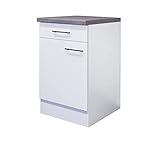 RIWAA - Einzel-Unterschrank Küche Grantham - 1-türig, 1 Schublade - Classic & Clean - Weiß - Breite 50 cm - Made in Germany
