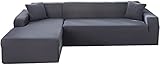 ZZDZW L-Förmige Sofabezug Sofahusse L U Form Rechts Links Couchbezug Grau Sofabezüge Für 1 2 3 4 Sitzer Elastische Couch Bezug Beige Sofa Überzug Ecksofa Sofa Hussen Abdeckung