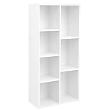 VASAGLE Bücherregal, Regal, Standregal, Büroregal, mit 7 Fächern, offen, für Wohnzimmer, Arbeitszimmer, Büro, als Raumteiler, 24 x 50 x 106 cm, weiß LBC27WT