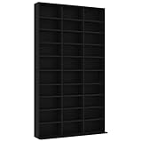 vidaXL CD-Regal Regalwand Bücherregal Regal Schrank CD DVD Aufbewahrung Medienregal Standregal Bücherschrank Schwarz 102x16x177,5cm Holzwerkstoff