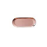 OUSIKA Serviertabletts, 1 Stück, dekoratives Metalltablett, Desktop, oval, Ablage, Flacher Teller, Tugendhafte Farbe, Schmuck, Veranda, unkompliziertes Tellertablett Teller (Color : Rose Gold, Size