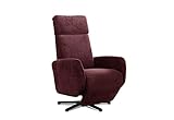 Cavadore TV-Sessel Cobra / Fernsehsessel mit Liegefunktion, Relaxfunktion / Stufenlos manuell verstellbar / Sternfuß, belastbar bis 130 kg / 71 x 110 x 82 / Lederoptik, Rot