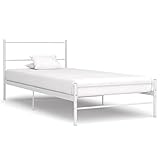 vidaXL Bettgestell Zeitloses Design Metallbett Bett Schlafzimmerbett Einzelbett Schlafzimmermöbel Ehebett Bettrahmen Weiß Metall 90x200cm