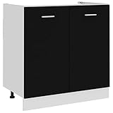 LEDSIX Möbelset Spüle Unterschrank Schwarz 80x46x81,5cm Engineered Holz Schränke & Aufbewahrung