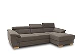 DOMO Collection David Sofa, Ecksofa mit Rückenfunktion, Eckcouch mit Schlaffunktion und Bettkasten (Staufach), 272 x 166 cm Funtkionssofa mit Federkern in braun