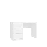 Forte Net 106 Schreibtisch mit 3 Schubladen, Holzwerkstoff, weiß matt, B x H x T: 108 x 72,5 x 50 cm