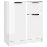 vidaXL Sideboard Kommode Anrichte Schrank Beistellschrank Mehrzweckschrank Standschrank Wohnzimmer Hochglanz-Weiß 60x30x70cm Holzwerkstoff