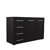 Kommode Sideboard Prime Comfort 135 x 96,5 x 45 cm in Schwarz von Polini Home