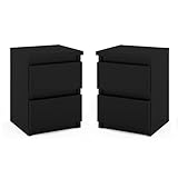 MRBLS Nachttisch 2er Set Nachtschrank Nachtkommode Modern Möbel mit Schubladen Kommode Holz Schubladenschrank für Ihr Schlafzimmer (Schwarz Matt) – 30 x 40 x 30 cm (B/H/T)