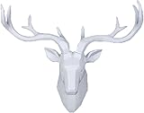 LQX Tierkopf Skulptur Wandkunststatue -Hirschkopf Fernseher Wand Hintergrunddekoration Geometrisch dreidimensionaler weißer Tierkopf Wand Dekoration (Size : C)