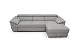 DOMO Collection David Sofa, Ecksofa mit Rückenfunktion, Eckcouch mit Schlaffunktion und Bettkasten (Staufach), 272 x 166 cm Funtkionssofa mit Federkern in grau