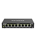 NETGEAR GS308E Managed Switch 8 Port Gigabit Ethernet LAN Switch Plus (Plug-and-Play Netzwerk Switch Managed, IGMP Snooping, QoS, VLAN, lüfterlos, robustes Metallgehäuse) Schwarz