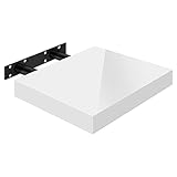 WOLTU Wandregal Volato Wandboard freischwebend hochglänzend weiß Schweberegal CD DVD Regal Bücherregal Holz Board 30x22,9x3,8cm RG9489ws