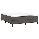 vidaXL Boxspringbett Bettgestell Doppelbett Polsterbett Bett Hotelbett Bettrahmen Lattenrost Designerbett Schlafzimmerbett Dunkelgrau 140x200cm Samt