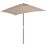 UYSELA Home Sets Sonnenschirm mit Holzstab, 150 x 200 cm, taupe