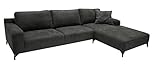 DEGAMO Wohnlandschaft Sofalandschaft Sofa mit Ottomane Bella 310x190cm, Stoff grau