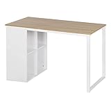 WOLTU® Schreibtisch TSG26hei Computertisch Bürotisch Arbeitstisch PC Laptop Tisch, in Melamin, mit 4 Ablageflächen, Gestell aus Stahl, 120x60x75cm(BxTxH), Holz, Hell Eiche