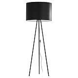 Licht-Erlebnisse Stehlampe Dreibein Metallfuß Stoffschirm 165 cm Modern Schwarz E27 Tripod Stehleuchte Wohnzimmer