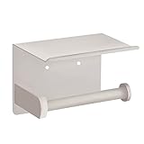VAEHOLD Selbstklebender Toilettenpapierhalter mit Handyablage SUS 304 Edelstahl Wandmontage Toilettenpapierrollenhalter - Rostfrei und Badezimmer Waschraum Taschentuchrollenhalter mit Ablage - Braun