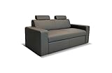 Quattro Meble Graues Echtleder Sofa Antalya I 2z FS 180cm mit Schlaffunktion und Kopfstützen Ledersofa Echt Leder Couch große Farbauswahl !!!