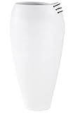 Gilde Vase Coimbra weiß mit braunem Band, wasserdicht Europäische Herstellung H: 80 cm Ø 29 cm 28994