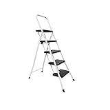 TEmkin Trittleitern 5-Stufen-Leiter, zusammenklappbarer Tritthocker mit Sicherheitshandgriff und Nicht rutschigem Pedal, Metall-Eisen-Trittleitern für 330 Pfund