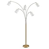 Lindby Stehlampe (Bogenleuchte) 'Abiram' (Modern) in Gold/Messing aus Metall u.a. für Wohnzimmer & Esszimmer (5 flammig, E14) - Textil Stehleuchte, Floor Lamp, Standleuchte, Wohnzimmerlampe